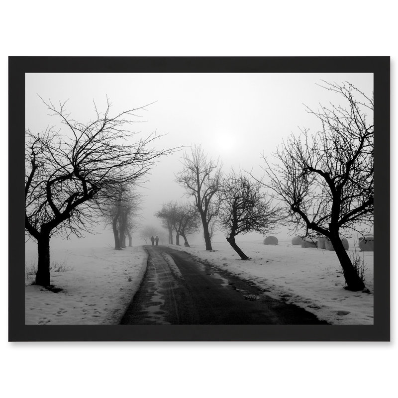 Landscape Black White Snow Winter Tree - Single Picture Frame Print
