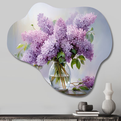 Virginie - Cloud Lilacs Metal Wall Art, Asymmetrical Metal Wall Sculpture Print