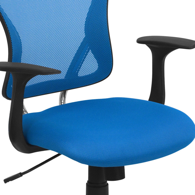 Mid-Back Mesh Swivel Task Office Chair with Chrome Base and Arms, Blue