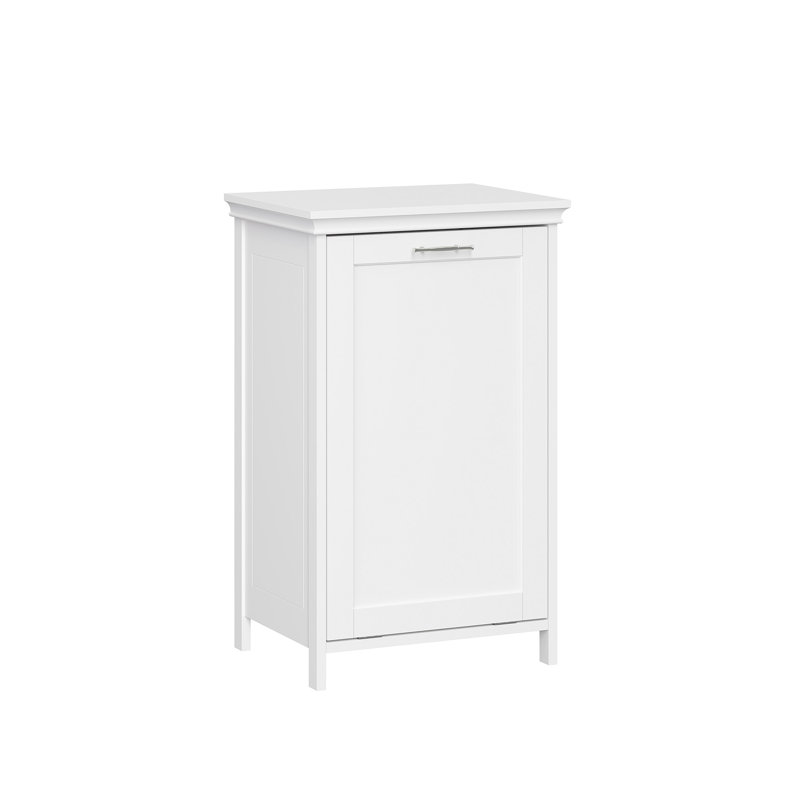 White MDF Tilt-Out Laundry Hamper Cabinet with Removable Bag
