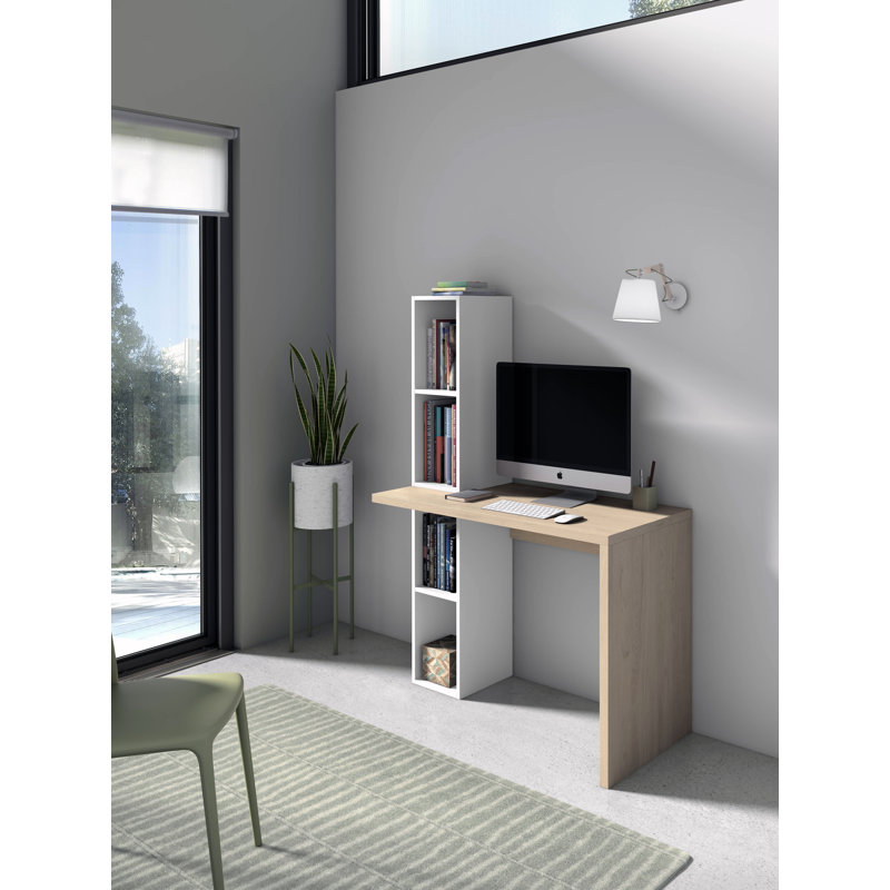 Eleodoro Writing Desk, Light Brown/White