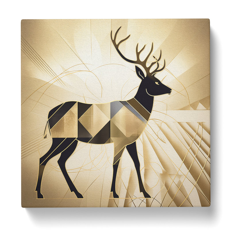 Deer Art Deco No.1 - Print, 50cm H x 50cm W x 3cm D