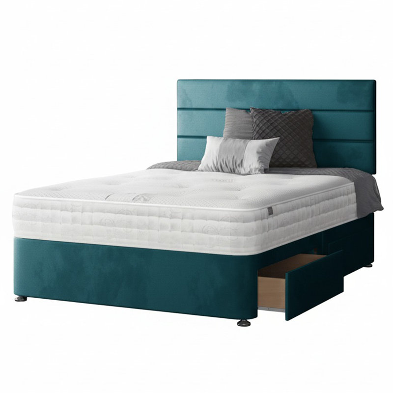 Hayder Divan Bed Base, 2 Right Drawers, Mallard, Single (3')