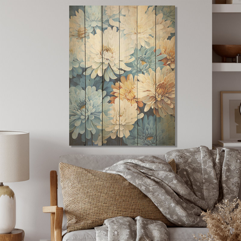 Minimalisme, peinture de maman en bleu et or - Art sur bois de pin naturel, H 32 po x l 24 po