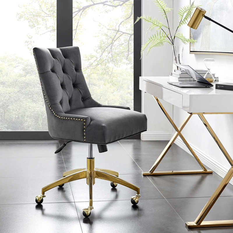 Regent Tufted Fabric Office Chair, White, Black