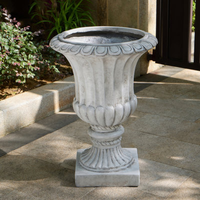 Pot à fleurs 26 po blanc antique, fabriqué à la main, intérieur / extérieur, 18,24 po x 18,24 po, fabriqué en urne 18,24 po x 18,24 po x 25,68 po, convient au patio et au jardin