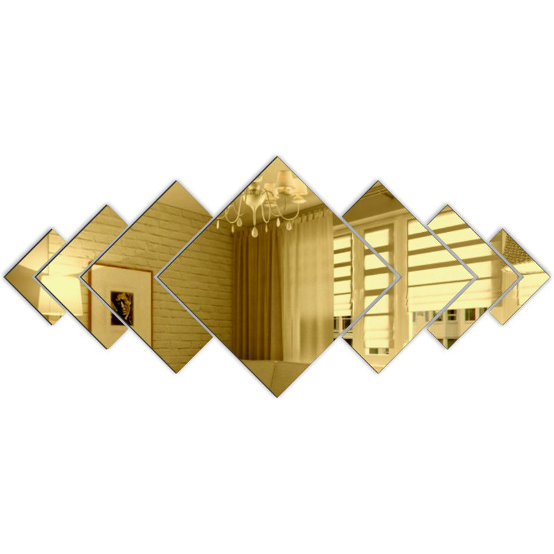Jazmyne Diamond Wall Mirror, Gold, 50cm H x 113cm W