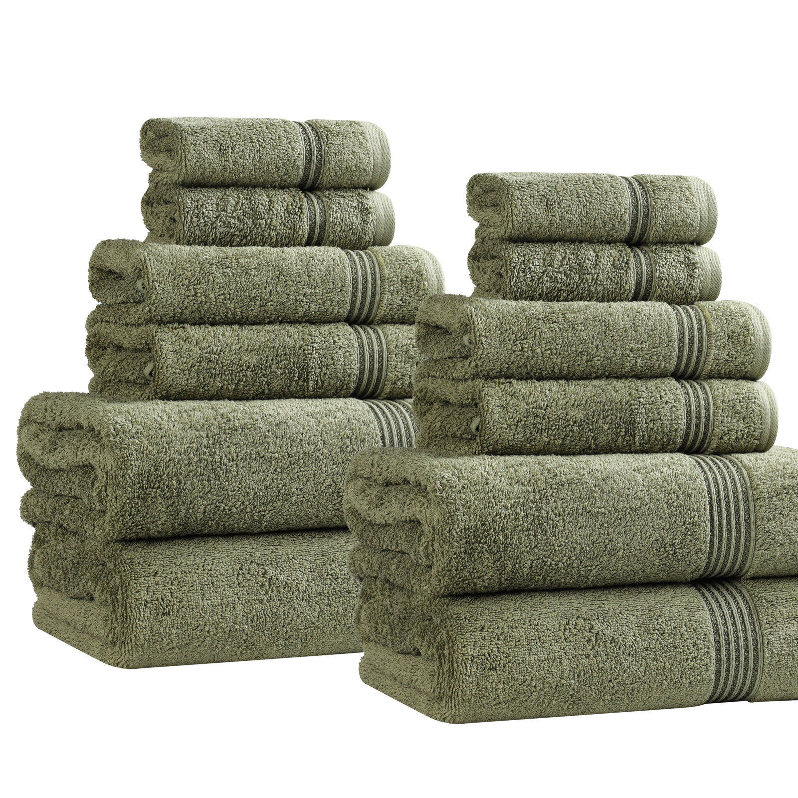 Guadlupe 12-Piece Egyptian Cotton Towel Set, Forest Green