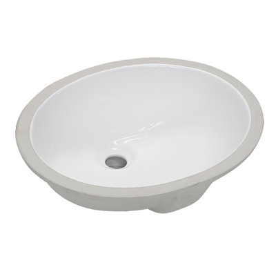 Bohuang 15.75" White Ceramic Oval Undermount Bathroom Sink with Overflow