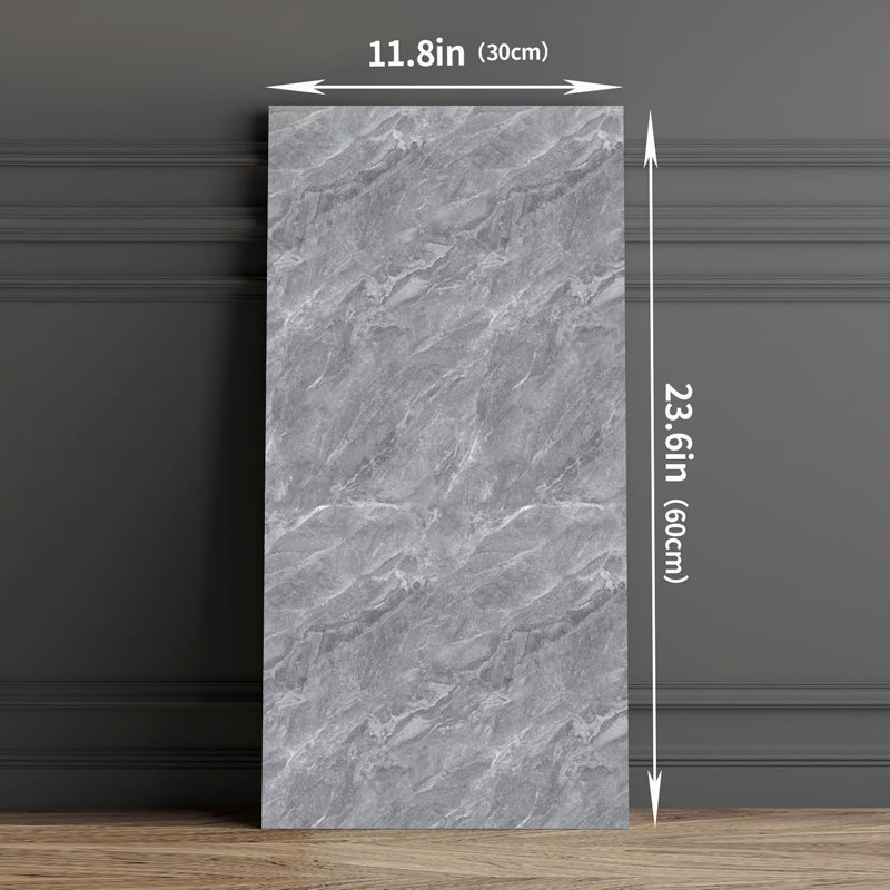 6 pièces de panneaux de salle de bain imperméables à l'eau avec dosseret et dosseret en marbre - tuile de cuisine 12 x 24 (gris)