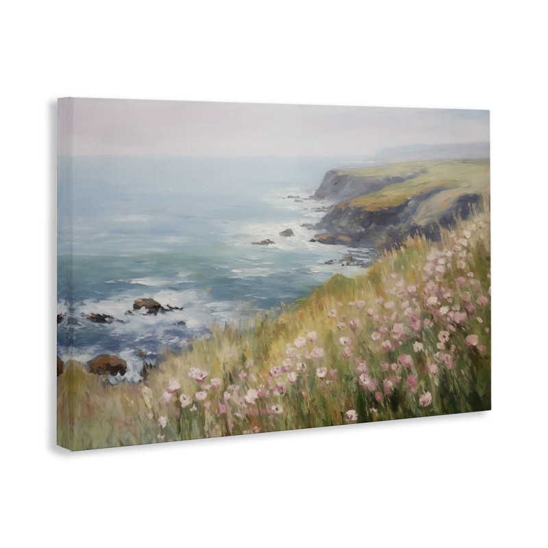  Art mural sur toile "Pink Wildflower View" par LSR Design Studio, H 16 po x l 24 po