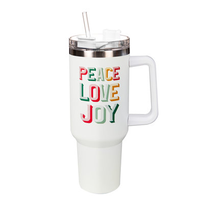 Peace Love Joy Canyon Cup, Double Wall Stainless Steel w/ Straw, 40oz, Gift Box