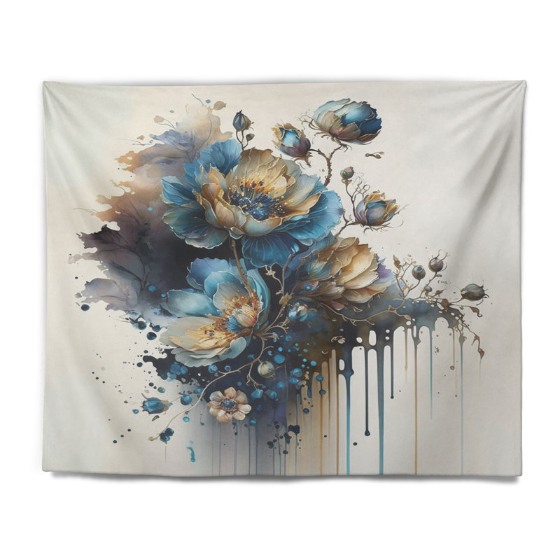 Polyester avec fleurs florales réalistes et tapisserie avec punaises, H 32 po x l 39 po