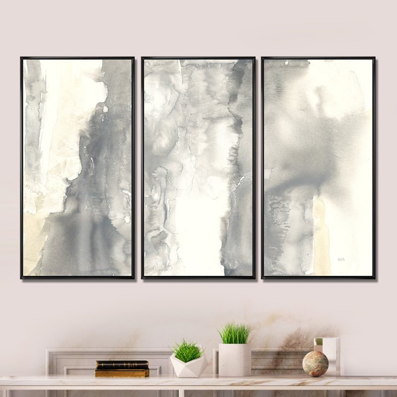 «Gold Glamour Direction I», ensemble d'art mural sur toile moderne et contemporain encadré de 3, L 48 po x H 32 po