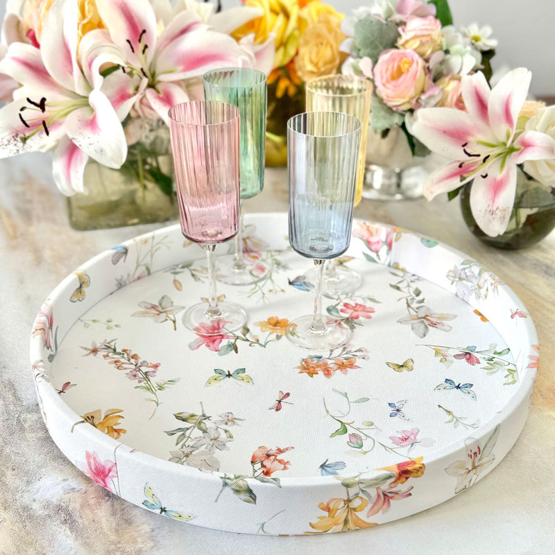 Lily Garden 100% Pthalate-free Vinyl Decorative Tray, Round, 16"W x 16"D x 2"H