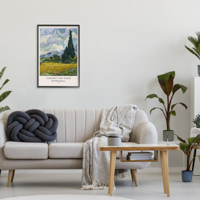 Classic Wheat Fields with Cypresses Framed Giclee, design by Vintage Hustle