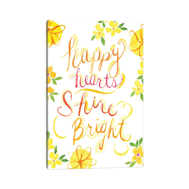 Happy Hearts Shine Bright - Print on Canvas, Wrapped Canvas, 45.72cm H x 30.48cm W x 1.91cm D