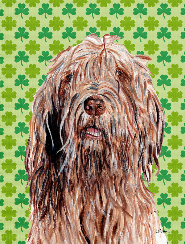 Drapeau de jardin à 2 côtés st. patrick day trèfle, Chien à loutre (brun)