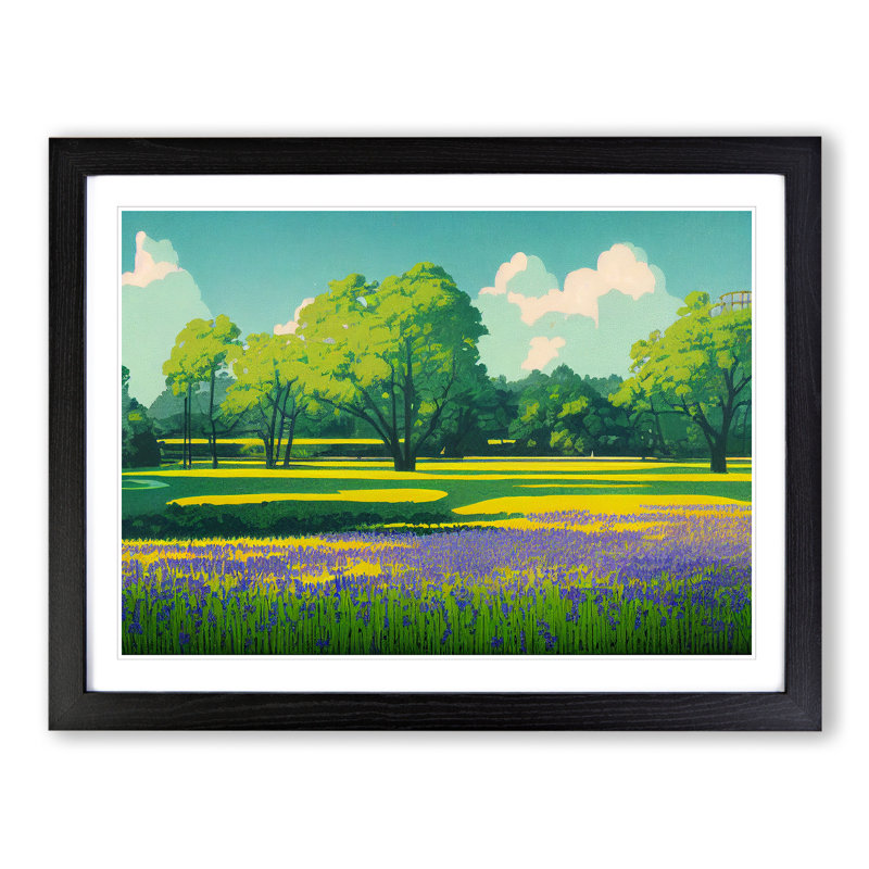 Miraculous Bluebell Field - Framed Print, Black, 46cm H x 64cm W x 2cm D