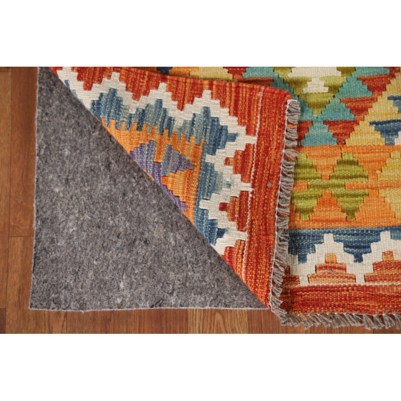Geometric Kilim Reversible Wool Rug 3x4
