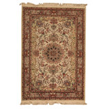 Hand Knotted Wool Oriental Area Rug in Ivory