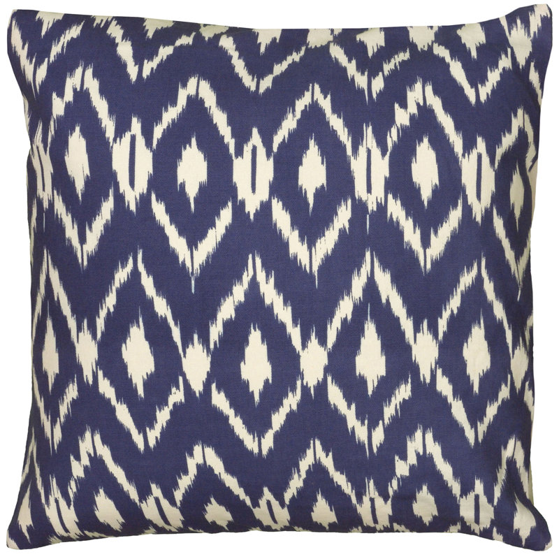 Ikat Cotton Reversible Pillow Cover, Navy