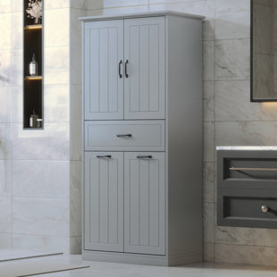 Bathroom Storage Cabinet With Two Laundry Baskets, Storage Cabinet With Doors And Drawer For Home