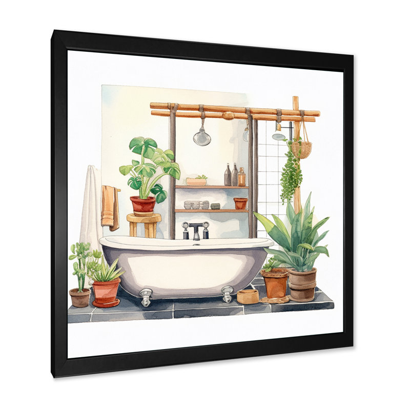 Décor de salle de bain naturel XXX, Cadre simple noir, H 16 po x l 32 po x P 1 po