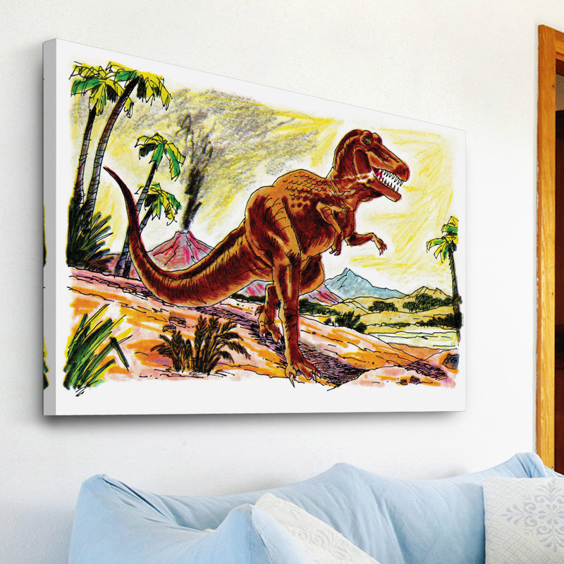 Angry Tyrannosaur by Curtis - Wrapped Canvas Painting, 51 cm H x 76 cm W