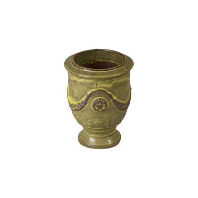 Anduze French Yellow Ceramic Round Planter with Drainage Hole