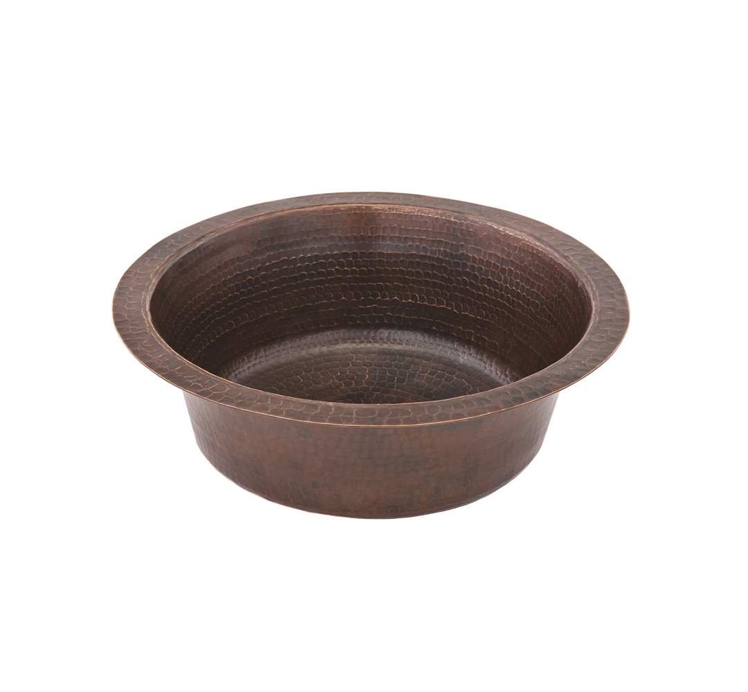 14" Round Hammered Bar Sink w/ 2" Drain Opening Premier Copper Products 