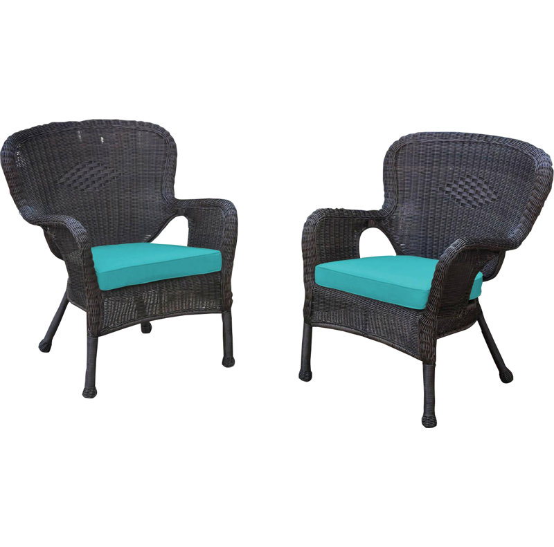 Batchelder Wicker Outdoor Lounge Chair, Turquoise, Espresso