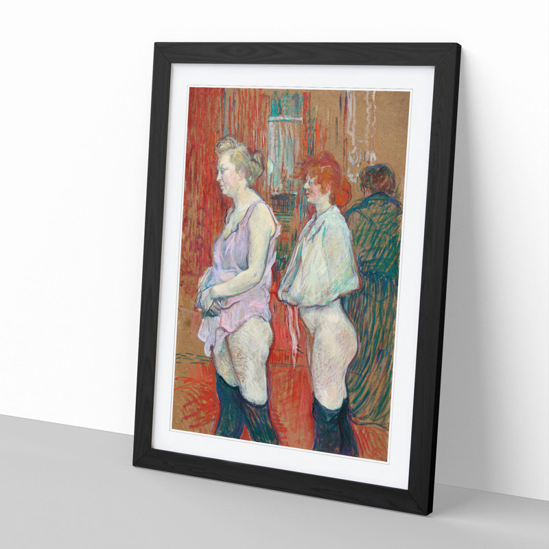 Rue des Moulins by Henri de Toulouse-Lautrec - Picture Frame Painting, 48cm H x 36cm W x 2cm D, Black Framed