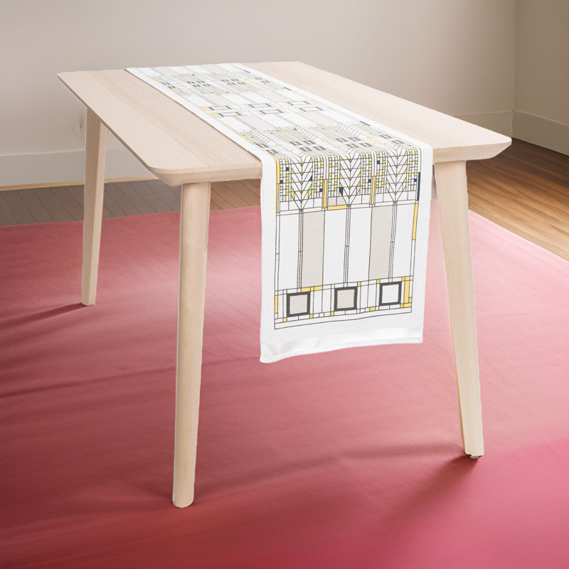 Frank Lloyd Wright Inspired Cotton Table Runner, 14 x 72-inch