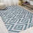 Fidel Diamond Tribal Blue/Gray Indoor/Outdoor Rug-1815146492