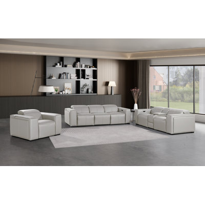 Ensemble de canapé inclinable électrique, de causeuse console et de fauteuil avec accoudoirs électriques Jesolo