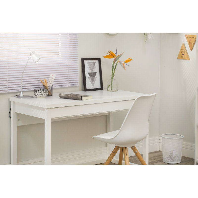 Jess Solid Wood Writing Desk, 75cm H x 160cm W x 57cm D, White