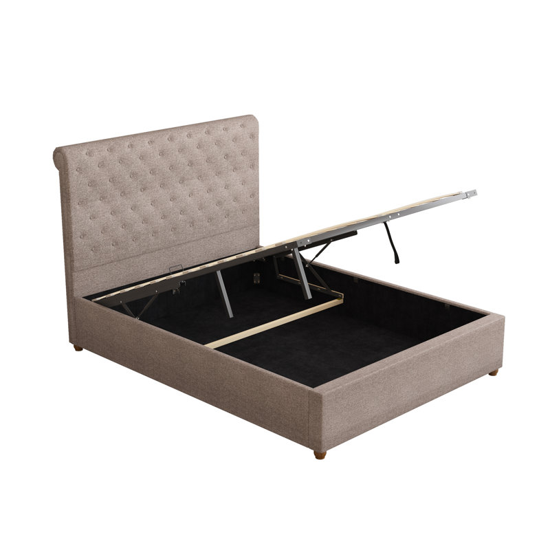 Upholstered Lift Up Storage Ottoman Bed, Small Double (137 x 220 cm), Saxon Twill Grey