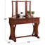 Meuble-lavabo de chambre à coucher avec tabouret, abat-jour pomme, siège rembourré, meuble-lavabo en pin rustique, tiroirs, placage, fabrication-1221516878