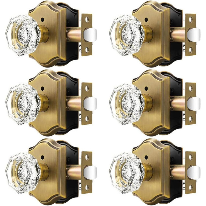 Boutons de porte en cristal, Bronze Antique, Intimité (lit et salle de bain)