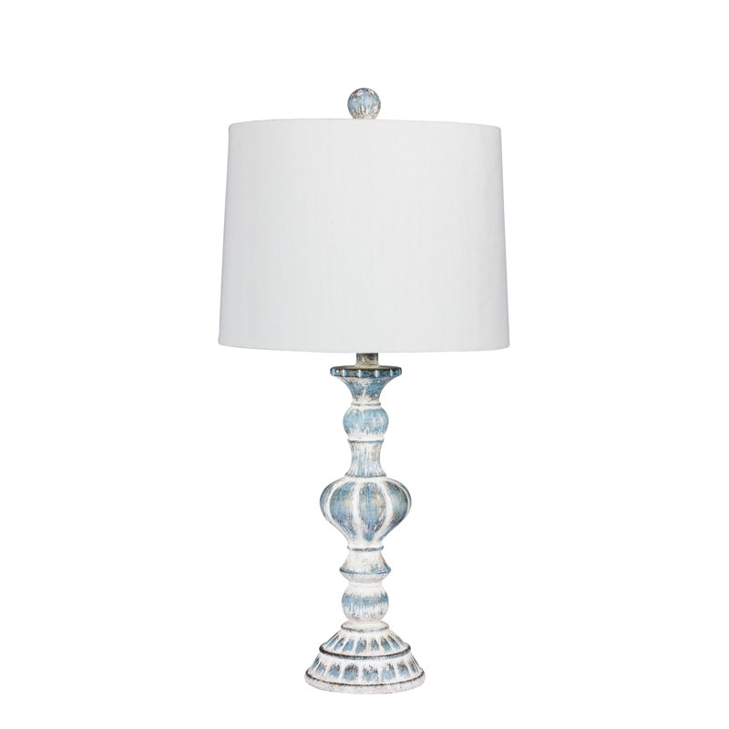Lampe de table 27" sculpted chandelles Roxann, Bleu, Blanc
