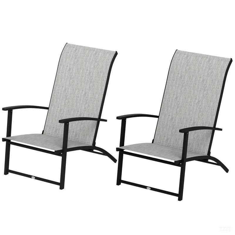 Ensemble de 2 chaises d'extérieur pliantes, Gris