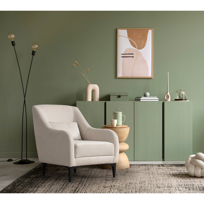 Fauteuil à oreilles, Mélange de polyester beige Nampreet