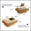 Table basse à plateau relevable cannelé de 38,6 po avec rangement et placage en bois massif à hauteur réglable pour les espaces de vie modernes-168959374