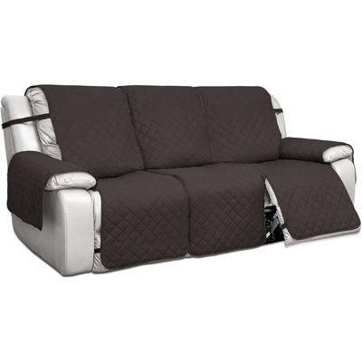 Water-Resistant Reversible Recliner Sofa Cover, 3-Piece Quilted Furniture Protector with Non-Slip Buckles and Elastic Straps, Washable Pet Cover