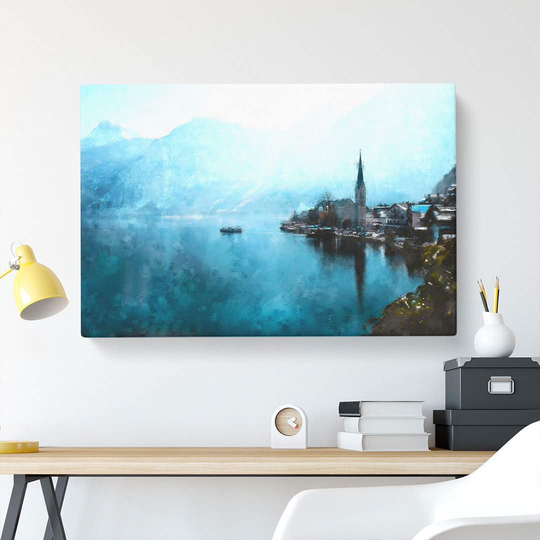 Boat In Hallstatt Austria Painting - Wrapped Canvas