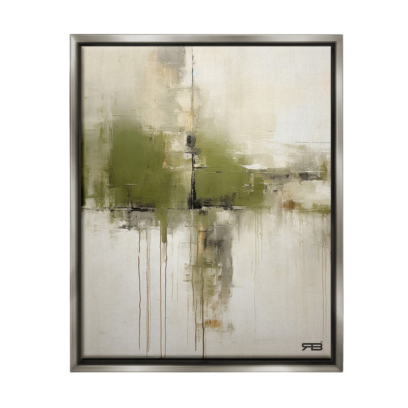 "Modern Paint Drip Horizon" par RB sur toile, Cadre flottant gris lustré, H 31 po x l 25 po