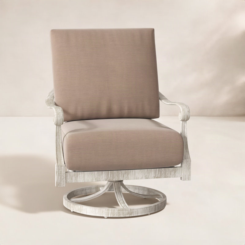 Chaise à bascule Wiltshire, Toile Sunbrella® beige chiné, Blanc patiné