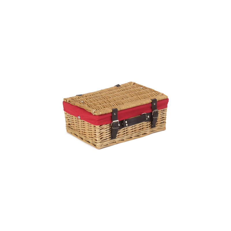 Wicker Basket with Lining, Buff Hamper/Red Lining