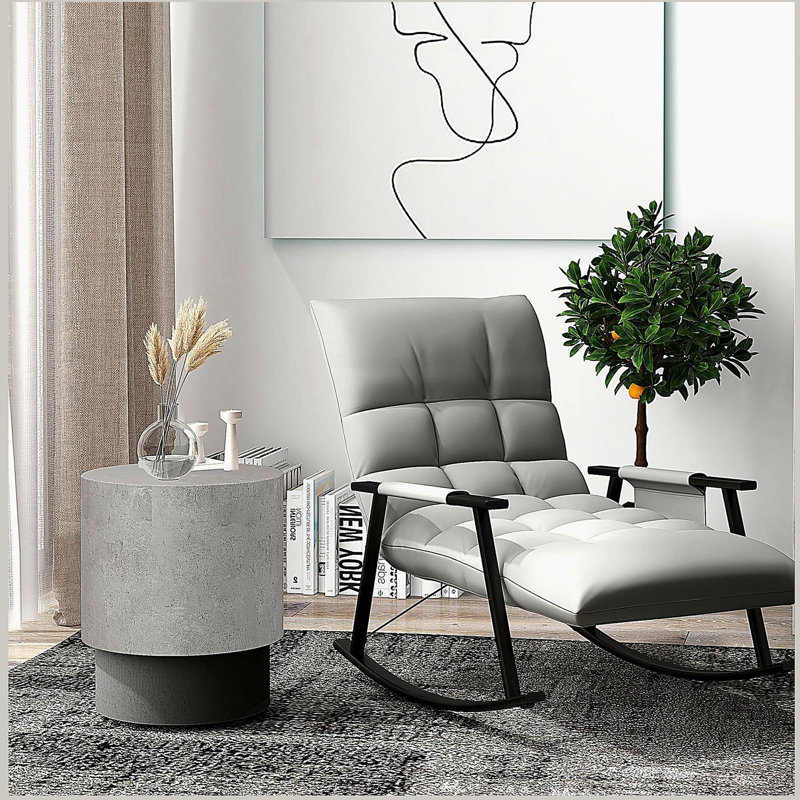 Table de bout en béton, avec table d'appoint circulaire à 4 pieds réglables, légère pour une utilisation intérieure et extérieure